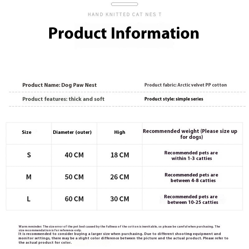 Pawsitively Pets Dog's Paw Nest Bed